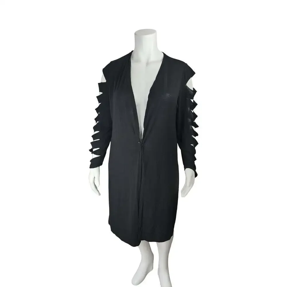 NYC Black Long Sleeve Slashed Sleeve Cardigan Plus Size 3X